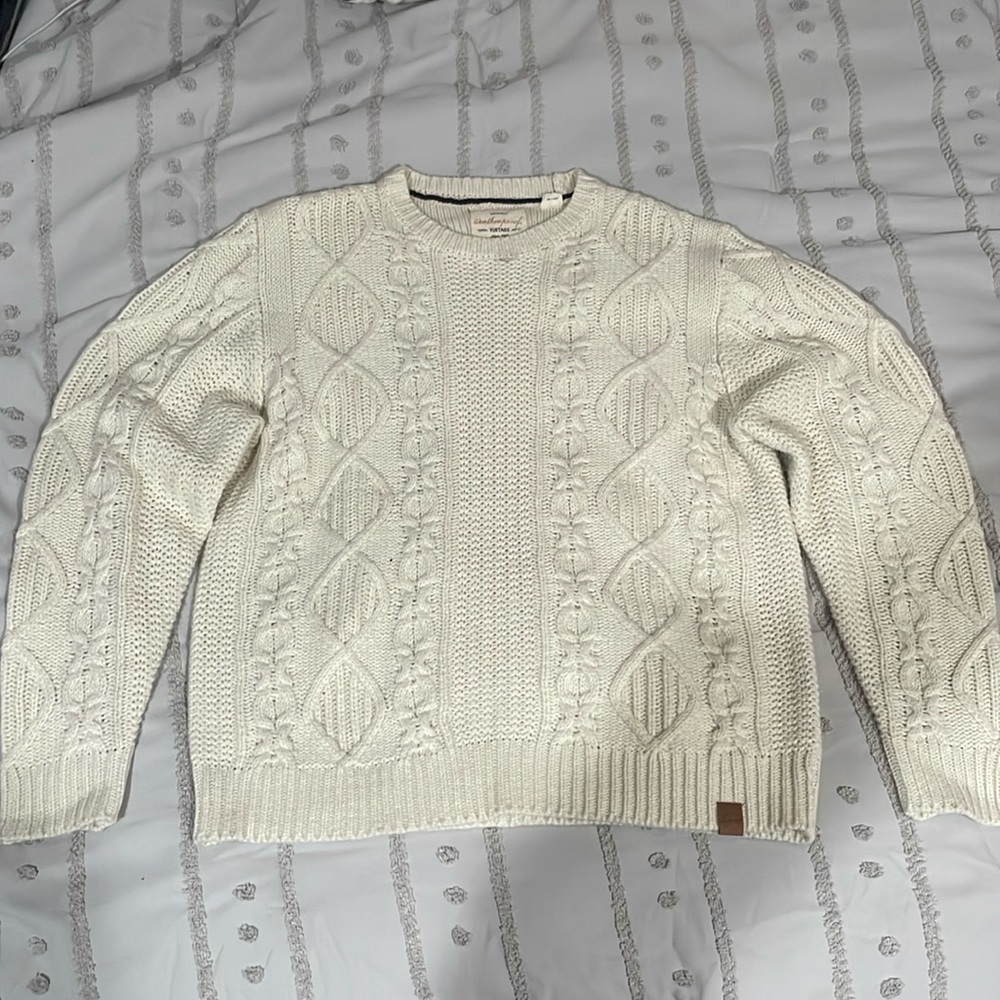 White cable sweater